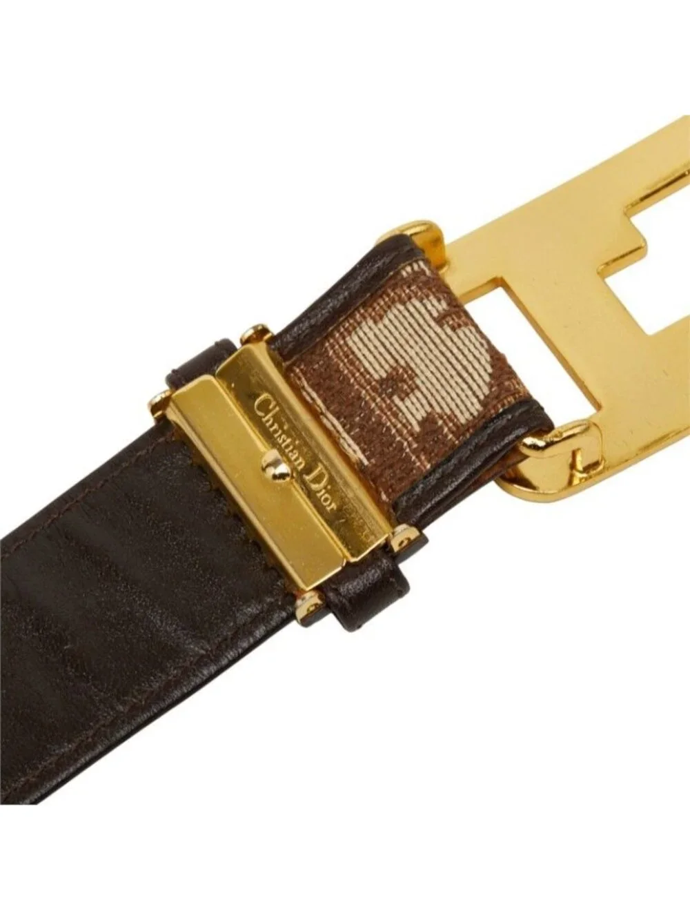 Dior Trotter Belt Brown Leather Canvas